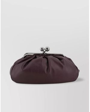 Weekend by Maxmara Soft Pleated Clutch Metallic Frame - Brown
