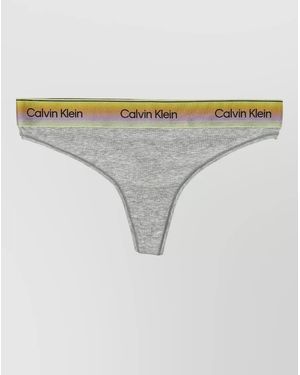 Calvin Klein Thong Band Logo Elastic Waistband - Grey