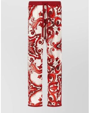 Dolce & Gabbana Vanity Straight Leg Printed Lightweight Pants - Red