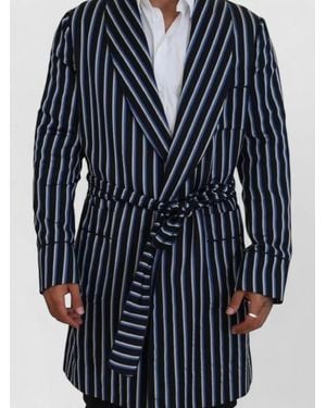 Dolce & Gabbana Silk Blend Striped Robe - Blue
