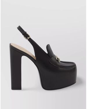 Gucci Platform Sole Horsebit Slingback Loafers - Black