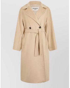 Weekend by Maxmara Double Breasted Wool Midi Coat Belt - Natural