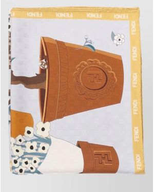 Fendi Silk Foulard Floral Pattern Graphic Print Edges - Blue