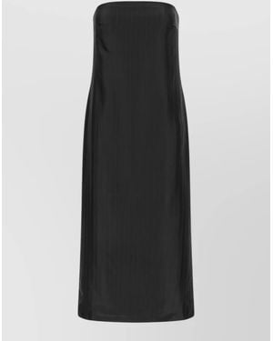 Loulou de Saison Giulia Strapless Midi Skirt Back Slit - Black