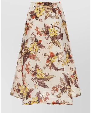 Zimmermann 'Floral Flare A-Line Midi Skirt' - Natural