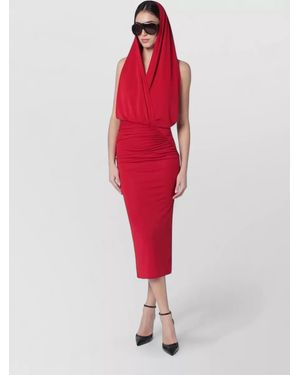 ANDAMANE Hooded Midi Dress - Red