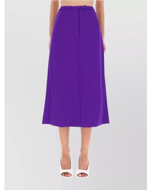 Dries Van Noten Wool High-Rise Midi Skirt - Purple