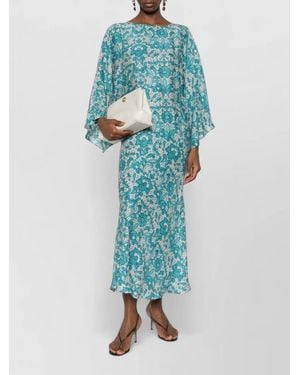 Gianluca Capannolo Silk Round-Neck Short-Sleeve Maxi Dress - Blue