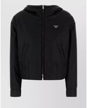 Prada Quilted Hooded Cropped Jacket - Black