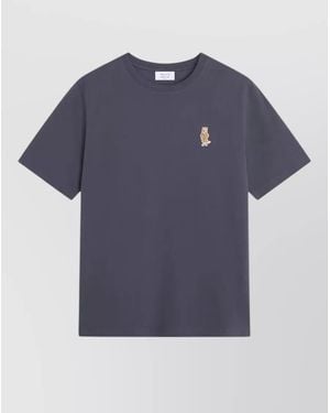 Maison Kitsuné Organic Cotton Embroidered T-Shirt - Blue