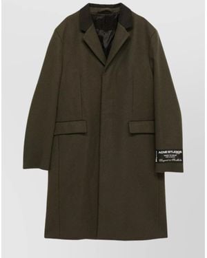 Acne Studios Wool Blend Military Coat With Notch Lapel - Green