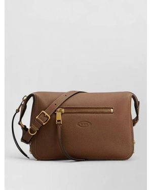 Tod's Shoulder Mini Leather Studded Shoulder Bag - Brown