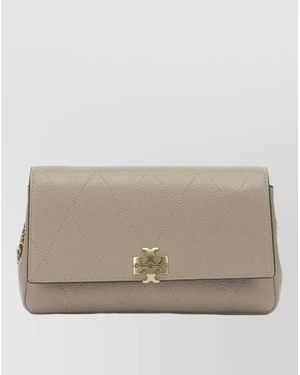 Tory Burch Charlie Quilted Chain Strap Wallet - Natural