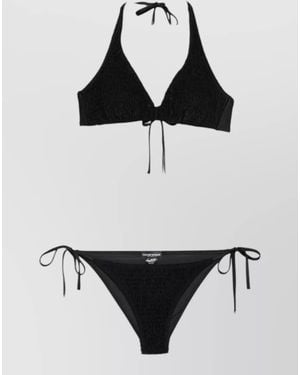 Emporio Armani Adjustable Strap Ruched Two Piece Swim Set - Black