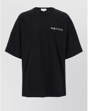 McQueen Logo T Shirt Crew Neck Oversized Fit - Black
