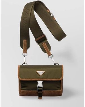Prada Recycled Nylon And Suede Smartphone Case - Green
