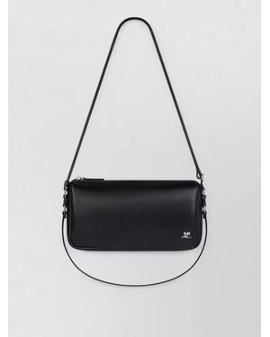 Courreges Shoulder Bag Rectangular Shape Adjustable Strap - White