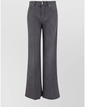 Bottega Veneta Denim Flared Wide-Leg Trousers - Grey