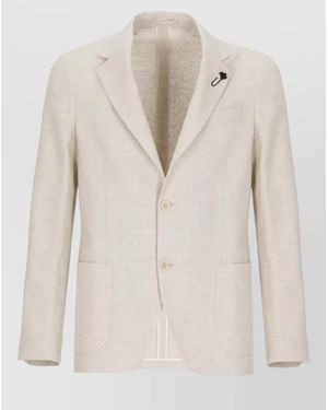 Lardini Wool Silk Linen Suit Jacket - Natural