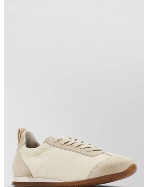 Uma Wang Canvas Suede Low Top Lace Up Sneakers - Natural