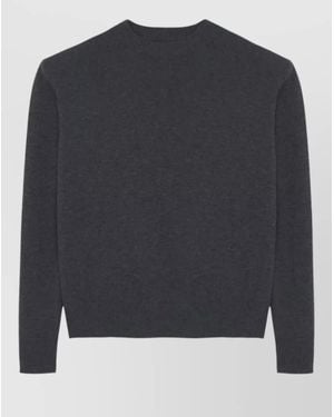 Frankie Shop Wool Cashmere Oversized Shoulder Pad Crew Neck Ribbed Hem Jumper - Blue