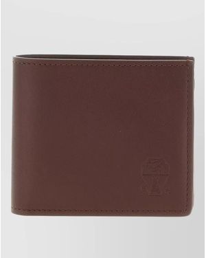 Brunello Cucinelli Smooth Leather Bifold Wallet Design - Purple