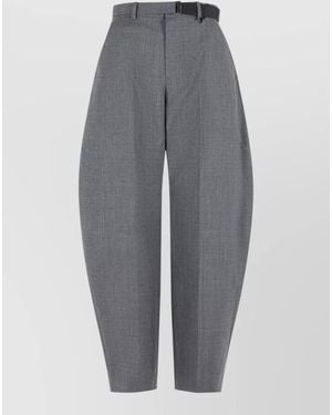 Sacai Wool Trousers Pleated Design Belt Loops - Grey