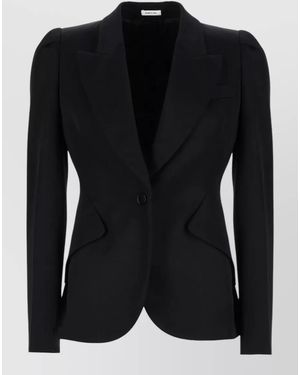 McQueen Wool Single-Breasted Blazer - Black