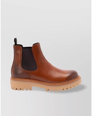 Prada Leather Ankle Boots - Brown