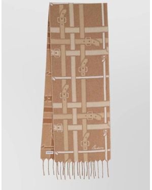 Burberry Scarf Woven Design Fringe Detail Accessory - Natural