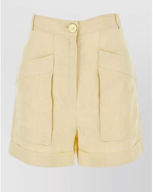 LeKasha Ashraf Linen Shorts High Waist Tailoring - Natural