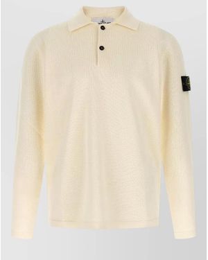 Stone Island Long Sleeve Ribbed Polo Knitwear 5100024 - Natural