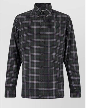 Burberry Checked Cotton Long-Sleeve Shirt - Grey