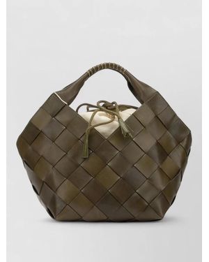 Dragon Diffusion Botteghe Small Bucket Bag Woven Handle - Green