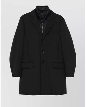 Fay Quilted Double-Breasted Coat - Black
