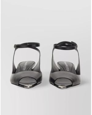 McQueen Leather Ankle-Strap Sandals - Metallic