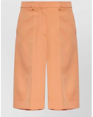 Stella McCartney Straight Pants Pleated Front Silk Nylon Blend - Orange