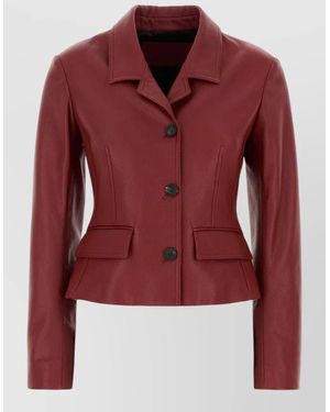 Ferragamo Leather Single-Breasted Coat - Red