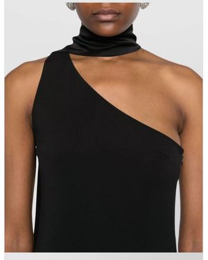 Taller Marmo Asymmetric Sleeveless Fringe Maxi Dress - Black