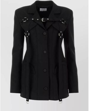 Off-White c/o Virgil Abloh Wool Blend Single-Breasted Fitted Jacket - Black
