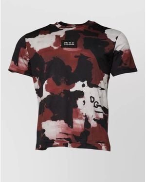 Dolce & Gabbana Camouflage Cotton Crew Neck Short Sleeve T Shirt - Black