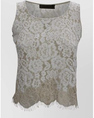 D.exterior Floral Lace Crop Top Relaxed Cut - Grey
