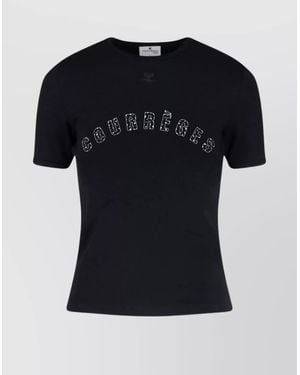 Courreges Crew Neck Fitted Silhouette Short Sleeves - Black