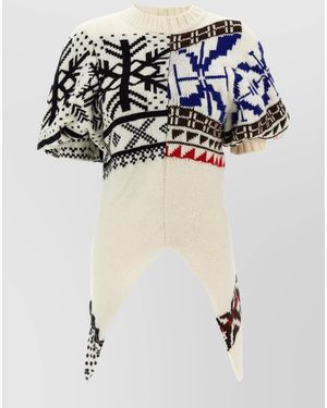 Sacai Knitwear With Geometric Pattern And Crew Neck - Black