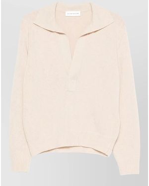 Victoria Beckham Genevieve Polo Collar Wool Jumper - Natural