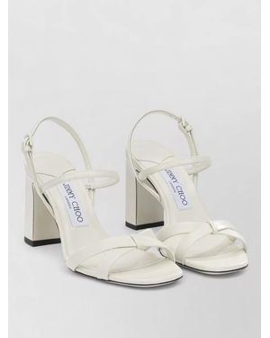 Jimmy Choo Elsy 85Mm Slingback Strappy Block Heel Sandals - Natural
