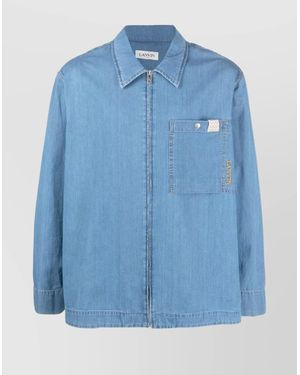 Lanvin Denim Zip-Up Shirt - Blue