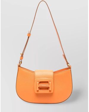Hogan Leather Shoulder Bag With H Buckle Detail - Orange