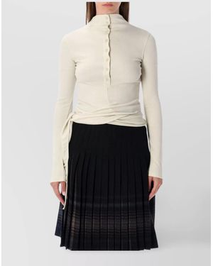Low Classic Long Sleeve Slim Fit Wrap Top - White