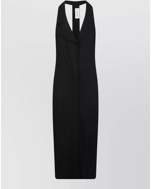 Anemos Halter Neck Sleeveless Midi Length Dress - Black